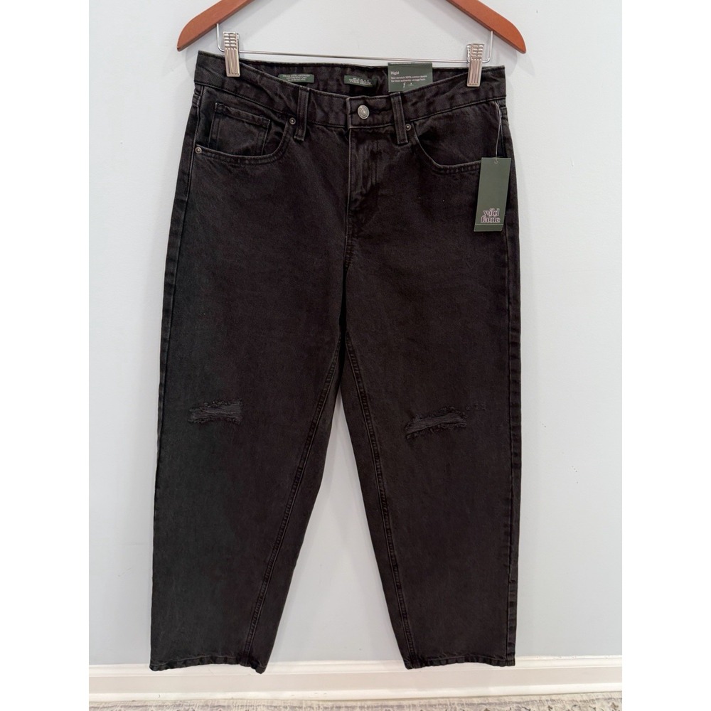 31" Wild Fable Black 90s Relaxed Straight Leg Jeans Size 2 Cotton Distressed - Picture 5 of 12